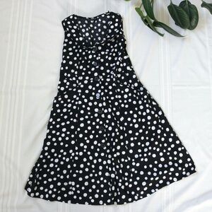 Black and white polka dot peter pan collar sleeveless dress